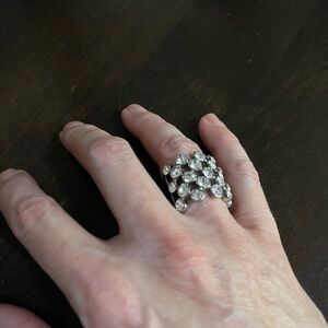 Ann Taylor Silver Rhinestone Cluster Ring